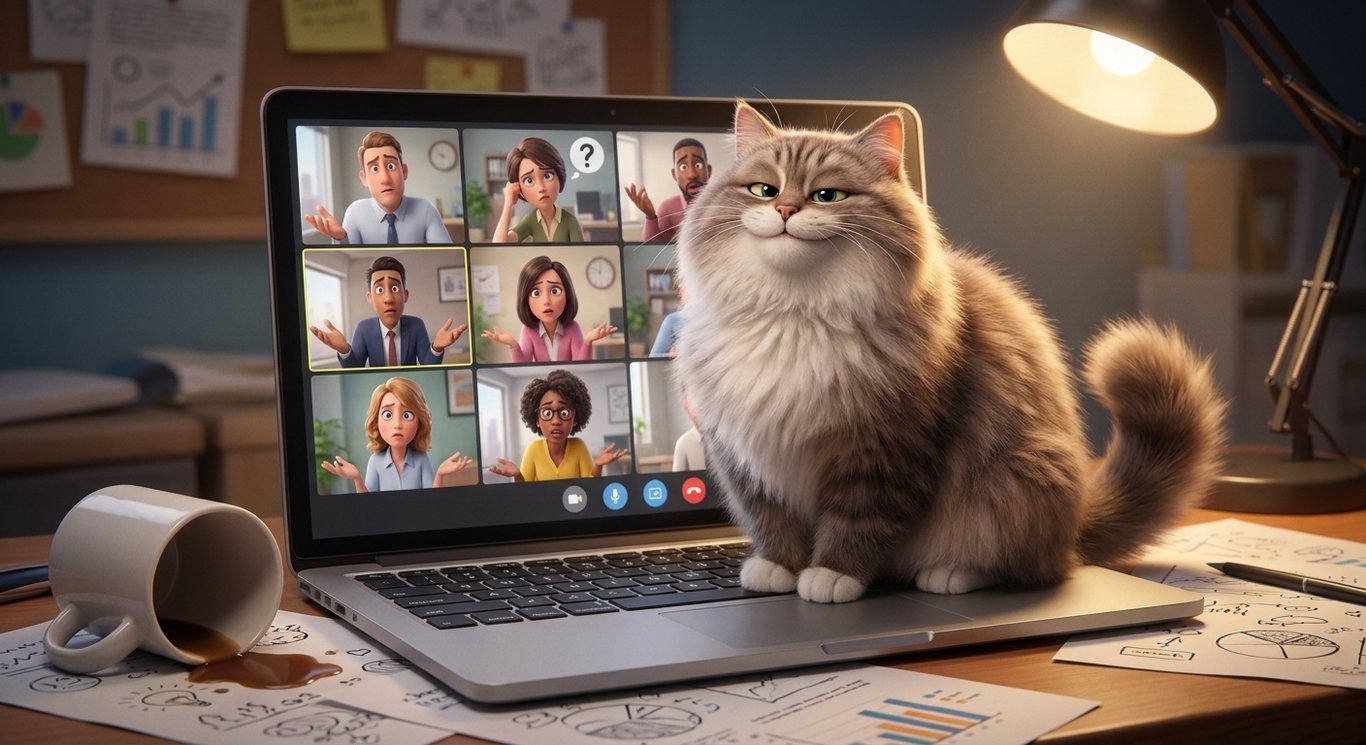 Cat Sitting on Keyboard During Work