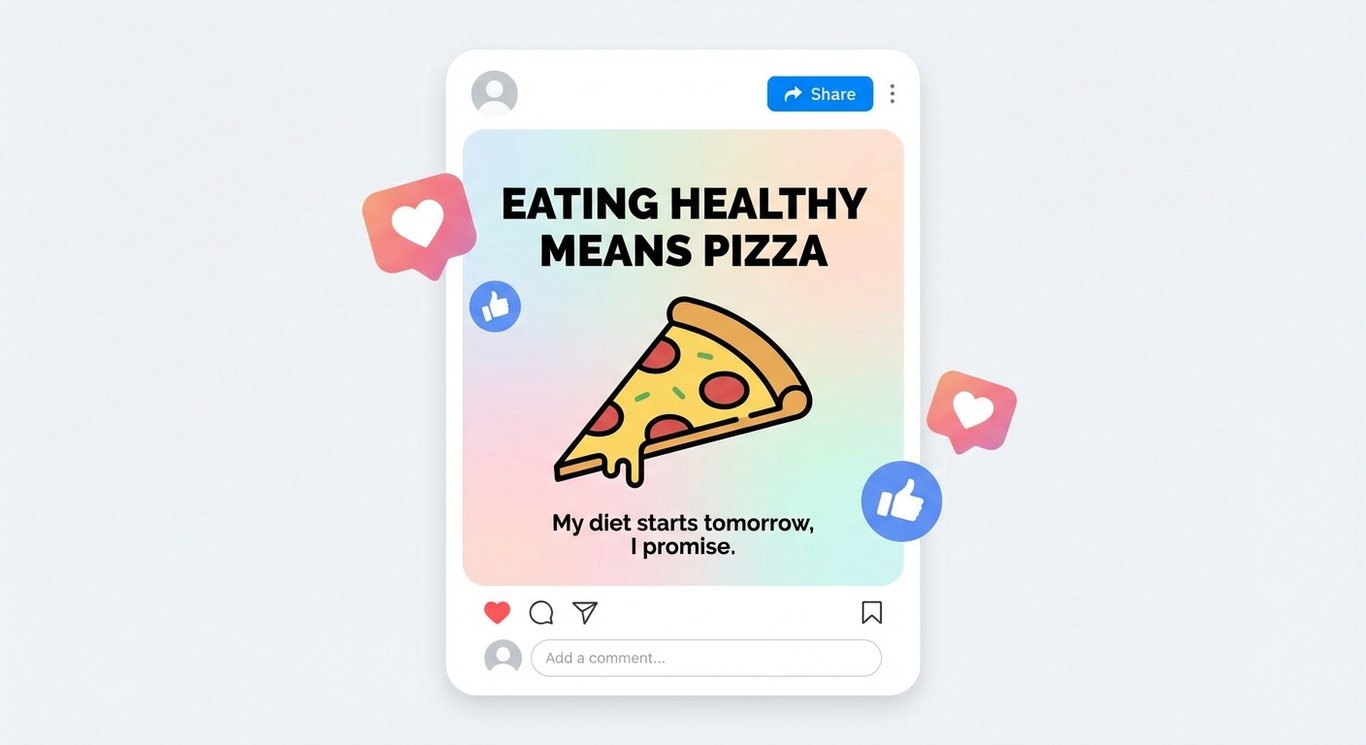 Eating Healthy Means Pizza sample output variant