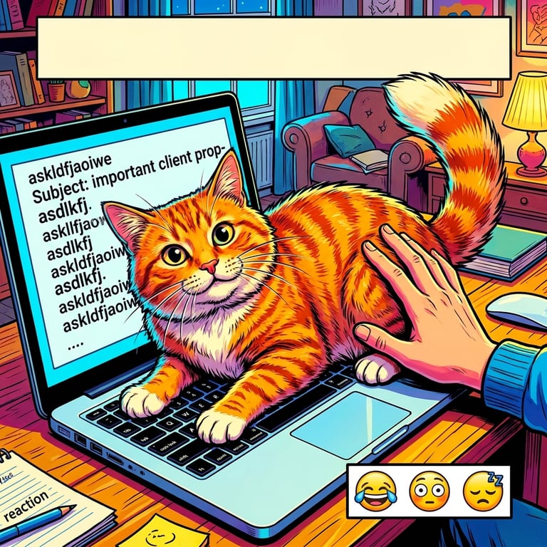 Cat Sitting on Keyboard During Work sample output variant