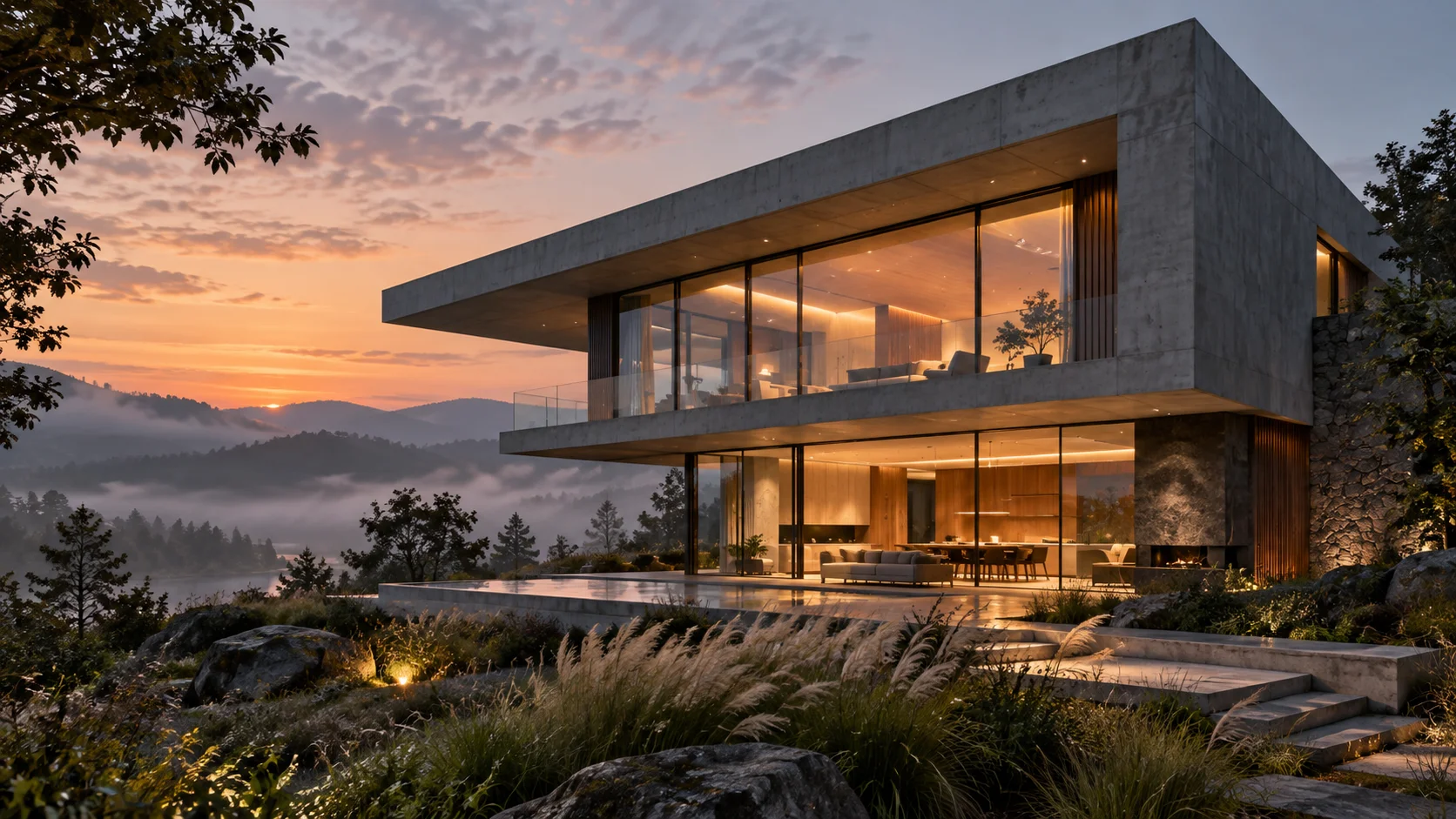 Concrete House at Dusk sample output