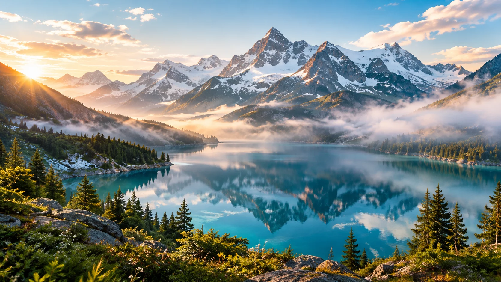 Dreamy Alpine Landscape sample output